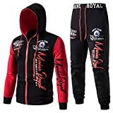 Hakjay Men's Hiphop Dance Jogger Casual Tracksuit Set Long Sleeve Full-Zip Running Jogging Athletic Sweat Suits