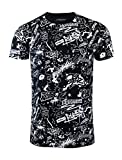 SCREENSHOTBRAND-S11025 Mens Hip-Hop Premium Hipster Tee - Graffiti Crazy Cartoon Writing Print T-Shirt-Black-Medium