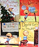 David Shannon Set Pack of 4 Books, It's Christmas David, No David, David Gets in Trouble, David Goes to School
