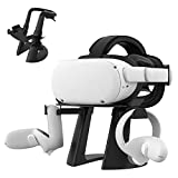 KIWI design VR Stand Compatible with Quest 2/Rift/Rift S/GO/HTC Vive/Vive Pro/Valve Index/Quest VR Headset and Touch Controllers (Black)