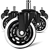 Office Chair Wheels Compatible with IKEA Chairs,10mm Stem (Set of 5), 3" Heavy Duty Replacement Swivel Rubber Casters Quiet & Smooth Rolling Compatible with IKEA Chair Casters, Protection for Floors.