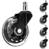 Office Chair Wheels for IKEA Chairs,10mm stem Caster, 3 Inch Heavy Duty Replacement Rubber Chair Casters, Quiet & Smooth Rolling for IKEA Casters, Protection for Hardwood Floors or Carpet