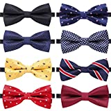 AUSKY 8 PACKS Elegant Adjustable Pre-tied bow ties for Men Boys in Mixed Color