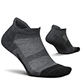 Feetures Elite Max Cushion No Show Tab Block- Running Socks for Men & Women, Athletic Compression Socks, Moisture Wicking- Small, Gray