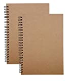 Soft Cover Spiral Notebook Journal 2-Pack (A5)120 Pages (60 Sheets) , Blank Sketch Book Pad Notebook Journal sketchbook A5 Notebook Diary Notebook Notepads ,120Pages/ 60 Sheets (Brown 2 pcs Blank))