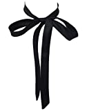 SYAYA Ladies Long Pre Bow Tie Solid Color Bowtie for Women WLJ14 (black)