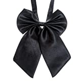 Ladies Adjustable Pre tied Bowtie - Solid Color Bow Ties for Women (Black