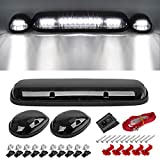 Partsam 3pcs Smoke Cover Lens White 30 LED Cab Marker Roof Running Top Lights Assembly + Wire Pack Compatible with Silverado/ Sierra 1500 1500HD 2500 2500HD 3500 2002 - 2007 Truck