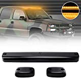 Silverado Cab Lights Amber 30 Led, Smoke Cover Lens Cab Marker Top Roof Running Light Assembly, 3PCS Fit for 2007-2014 Chevy Silverado Sierra (DK035)