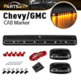 Partsam 3PCS Clear Lens Cab Roof Marker Lights 12LED Amber Top Assembly Light Compatible with Silverado/Sierra 1500 2500 3500 2500HD 3500HD 2007 2008 2009 2010 2011 2012 2013 2014