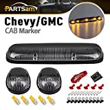 Partsam Cab Light Top Roof Running Cab Marker Lights 264155CL 3PCS + T10 LED Bulbs Compatible with Silverado/Sierra 1500 1500HD 2500 2500HD 3500 2002-2007 Truck