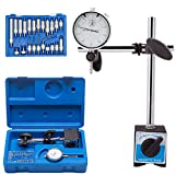 LAIWOO Professional Dial Indicator with Magnetic Base Holder 0-1.0" Tester Gage Gauge Fine Adjustable Long Arm 0.001" Precision