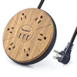 Power Strip Surge Protector 6 AC outlets with 3 USB Ports Charging Station Long Extension Cord Right Angle Flat Plug Widely Spaced Multi Outlets Circuit Breaker Safeguard for Home,Office, Dorm Room