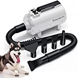 Dog Dryer, High Velocity Dog Grooming Dryer Blower Stepless Adjustable Speed, Pet Hair Dryer Dog Hair Force Dryer Blower 3.8HP, Professional Dog Hair Dryer, Noise Reduction with Heater for All Breeds