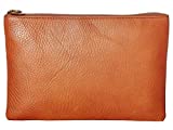 Madewell Women's The Leather Pouch Clutch, English Saddle, Tan, Brown, One Size
