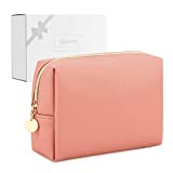 Gonex Small Makeup Bag for Purse, Water-Resistant PU Vegan Leather Travel Cosmetic Pouch with Christmas Gift Box, Portable Toiletry Bag for Women Girls Daily Storage Organizer Pink