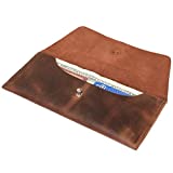 Hide & Drink, Long Utility Pouch Handmade from Full Grain Leather - Stylish Wallet for Carrying and Storing Cash, Coins, Cards - Vintage, Minimalist Style Clutch, Makes a Great Gift (Bourbon Brown)