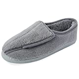 Git-up Women Memory Foam Diabetic Slippers Arthritis Edema Adjustable Comfortable House Shoes Closed Toe, 8# Grey.