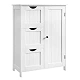 VASAGLE Bathroom Storage Cabinet, Floor Cabinet with 3 Large Drawers and 1 Adjustable Shelf, 23.6 x 11.8 x 31.9 Inches, White UBBC49WT