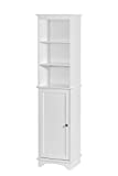 Spirich Home Freestanding Storage Cabinet with Three Tier Shelves, Tall Slim Cabinet, Free Standing Linen Tower, White Finish