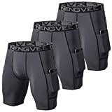 ZENGVEE Compression Shorts Men 3 Pack with Pocket Running Short Mens Gym,Workout,Cycling,Swimming,Yoga,Climbing,-(1011-3Grey-L)