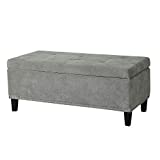 Joveco 41" Storage Bench Ottoman Footstool- Tufted Storage Ottoman End of Bed Bench with Rivet- Velvet Toy Chest Coffee Tables for Living Room and Bedroom (Gray)