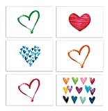 100-Pack All Occasion Greeting Cards, Assorted Blank Note Cards, 4 x 6 inch, 6 Contemporary Heart Designs, Blank Inside, by Better Office Products, with Envelopes, 100 Pack