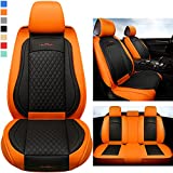 GIANT PANDA Full Set Car Seat Covers Luxury Faux Leatherette Seat Cushions Covers for 5-Seater Models, Fit Most Cars SUV Pick-up Trucks (Orange)