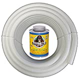 HYDROMAXX (1 1/2" Dia. x 100 ft) White Flexible PVC Pipe, Hose, Tubing for Pools, Spas and Water Gardens. Includes Free 4oz Can of Hot Blue PVC Gorilla Glue.