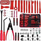 Wetado Trim Removal Tool, 200PCS Trim Tool Auto Removal Kit, Plastic Panel Fastener Removal Tool, Trim Removal Kit for Car/Trim/Panel/Door/Audio/Auto Clip Pliers/Terminal Removal Tool Kit (Red)