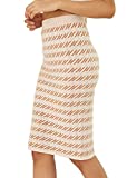 Kate Kasin Women Houndstooth Stretchy Knit Pencil Skirt Knee Length Apricot Houndstooth Xs