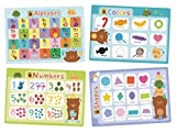 UNCLE WU Kids Educational Washable Placemats/HomeClass Wall Poster Set of 4 : Alphabet, Colors,Numbers, Shapes Waterproof 12 x 16 Inch