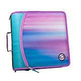 Case it D-386-P Zipper Binder, 3-Inch Capacity, with 5-Tab Expanding File, Zip Mesh Pocket, Shoulder Strap, Aqua Ombre (D-386-P-AQOM)