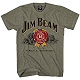 Jim Beam Mens Bourbon Shirt Bourbon Whiskey Logo Shirt Graphic Shirt (Olive Heather, Small)