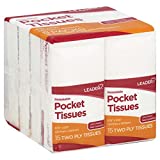 LEADER Soft 2-Ply Facial Tissues Pocket Packs, Pure Cotton, On-The-Go Travel Size, Resealable, 16 Packs of 15 (240 Tissues)