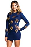 Women's Sequined Snowflake Christmas Sweater Dress - Navy and Gold Cute Snowflake Dress: XX-Large