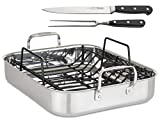 Viking Culinary 3-Ply Roasting Pan w/ Rack & Carving Set , 16" x 13" X 3", Stainless Steel (4013-9902C)