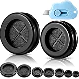Round Rubber Plug Hole Grommet Kit 7 Sizes Black Double Sided Electrical Firewall Gasket Kit with Retractable Box Knife for Protecting Cable Wire Hole Plug Assortment Automotive Supply (52 Pieces)