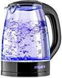 Zulay Kitchen 1.7L Glass Electric Kettle with Blue LED Light - BPA Free Borosilicate Glass Electric Tea Kettle Temperature Control Auto Shut-Off - 360°Cordless Hot Water Kettle Electric Water Boiler