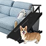 FOXDISK Pet Ramps for Small/Large Dogs, Dog/Cats Ramp for Bed and Couch,10-20 inches Height Adjustable, Foldable, Ramp Non-Slip, with Side Rails for Additional Safety, Maximum Load of 330Ib