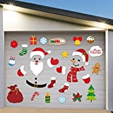 Fovths Christmas Garage Decorations Stickers Garage Door Christmas Decor Santa Snowman Decals Set Non-Magnetic Christmas Stickers for Garage Refrigerator Window Decor