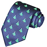 KissTies Christmas Tie Xmas Tree Blue Necktie Holiday Season Dressing