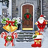 4 Pieces Christmas Yard Signs Outside Xmas Decorations Outdoor Christmas Yard Stakes Decorations Xmas Outdoor Lawn Yard Signs Holiday Winter Yard Sign with 8 Plastic Stakes for Home Patio Yard Decor
