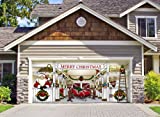 Victory Corps Outdoor Christmas Holiday Garage Door Banner Cover Mural Décoration 7'x16' - Huge Santa's Reindeer Barn Holiday Garage Door Banner Décor Sign 7'x16'