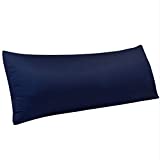 NTBAY Zippered Satin Body Pillow Pillowcase, Silky Slip Cooling Body Pillow Cover, Long Side Hidden Zipper, 20x54 Inches, Navy Blue