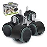 Slipstick CB680 50mm (2 Inch) Floor Protecting Rubber Office Chair Caster Wheels (Set of 5) Standard Stem Size - Black/Gray