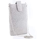 Evening Handbags Clutch Purses for Women Crystal Rhinestone Small Crossbody Bag Cell Phone Purse Wallet in Silver