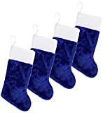 Iconikal Plush Decorative Stocking, 18-inches Tall, Blue, 4-Pack