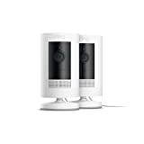 Ring Stick Up Cam Plug-In HD security camera with two-way talk, Works with Alexa – 2-Pack