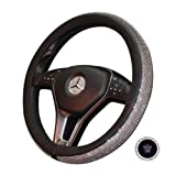 BLVD-LPF OBEY YOUR LUXURY Steering Wheel Cover | Universal Crystal Bling Ring for Auto Start Engine Ignition Button Key | Made of Pu Leather Black Color